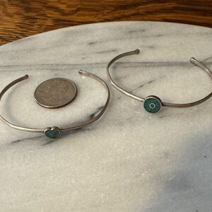 Set of 2 Turquoise Chip Inlay Bracelets